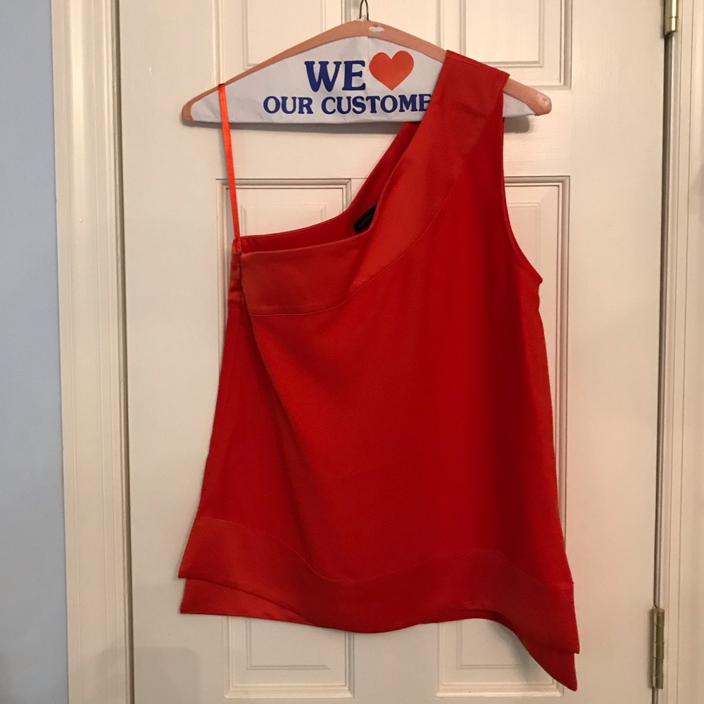 New red one shoulder top